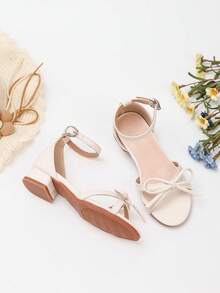 1 双夏季新款时尚小女孩加大码高跟凉鞋，舒适日常休闲凉鞋，花朵装饰罗马风格大码高跟鞋，适合舞蹈表演、婚礼、派对、公主鞋