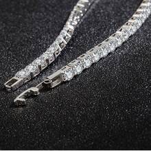 1 件单排 4 毫米方晶锆石网球链男女通用手链，嘻哈四爪莫桑石手链首饰 - 銀 - 查看 6