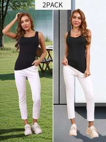 1 pieza Camiseta de tirantes versátil, se puede usar sin sostén, adecuada para uso casual, deportivo, yoga y como camiseta interior