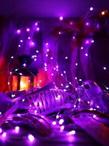 LED Fairy Light Battery Made, 1 Pack Mini Battery Powered Copper Wire Starry Sky Fairy Light For Bedroom, Twinkling Light Mason Jar Light Waterproof Firefly Light DIY Party, Christmas, Party, Wedding, Center Decoration, Decoration, Valentine's Day Decoration, Halloween Decoration (Purple Color)
