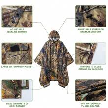 3-In-1 Multifunctional Hooded Rain Poncho With Neckline Buttons, Portable Raincoat With Pockets , Lightweight Rain Jacket For Adult Outdoor Activities