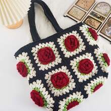 手工钩编紫藤手提单肩包、通勤钱包、女士礼物