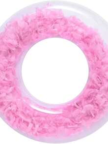 Swimming Ring Swim Ring Summer Beach Swim Circle Float Water Pool Party Inflatable Swimming Ring Float Transparency Feather Ring, Beach Essentials, Beach Accessories - Pink - View 11