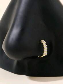 1 件简约单排锆石鼻环，时尚女士鼻环饰品 - 金黃色 - 查看 11
