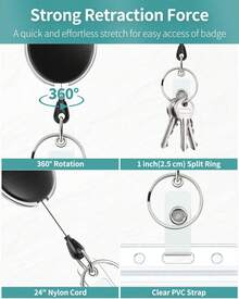 Uniclife - Paquete de 2 soportes para insignias, vertical de plástico transparente con carrete retráctil de insignia, mosquetón con clip, protector de tarjetas de crédito, tarjetas de proximidad, - Transparente - Ver 6