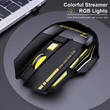 1pc New USB Wireless Mouse With Colorful Light, 2.4G Optical Mouse, Rechargeable Plug And Play, Suitable For Home And Office Use