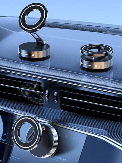 360° Three-Axis Foldable MagSafe Car Phone Holder – Vacuum Magnetic Base For Navigation, Compatible With IPhone & All MagSafe Devices, Zinc Alloy Build, Multi-Angle Adjustment, No Charging Needed, Compact Folding Design, Long-Lasting Hinge Mechanism, No Damage To Car Interior