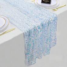 Mermaid Sequin Tablecloth, Rectangular Rainbow Home Decor Table Runner, Polyester Sequin Tablecloth For Party, Bridal, Wedding, Shower, Birthday Mermaid Themed Party