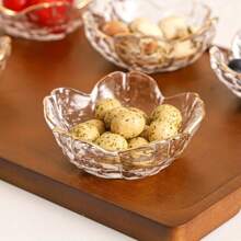 1/4/6pcs Mini Gilt Edged Cherry Plate, Transparent Glass Cherry Blossom Appetizer Plate, Dipping Bowl, Tableware Small Glass Plate, Seasoning Plate, Ice Cream Fruit Salad Snack Plate, Sauce Dipping Plate, Used For Dim Sum Plate, Dessert, Fruit Plate, Jam, Novel Tableware, Kitchen Accessories, Seasoning Plate, Pickled Vegetables Plate, Small Bowl, Restaurant And Kitchen Pickled Vegetables