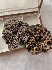 2 sztuki gumek do włosów z nadrukiem w panterkę, elastyczne akcesoria do włosów w modnym ciemnym kolorze dla kobiet, odpowiednie do kucyków i koków, gumki do włosów, gumki do włosów, gumki do włosów, gumki do włosów, pompony, akcesoria do włosów z nadrukiem zwierzęcym, gumki do włosów - 2 pary kompletów w panterkę - Zobacz 6