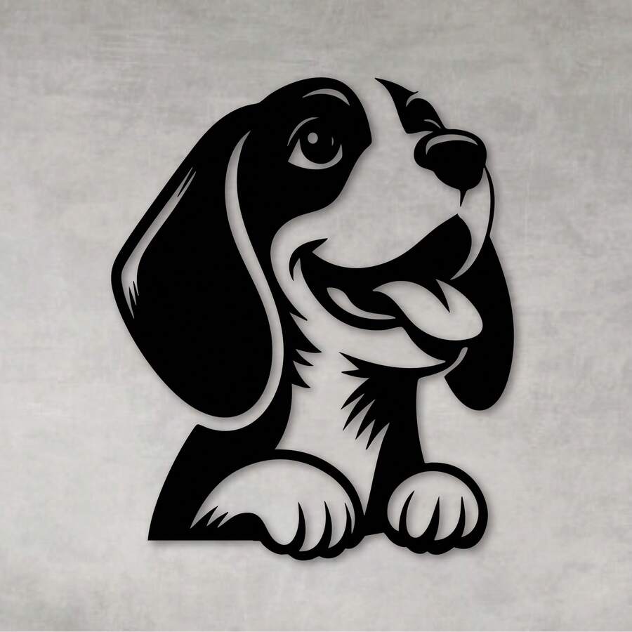 Quadro Decorativo Vazado Decoração Cachorro Beagle Pet MDF 2 - Preto - Visão 1