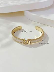 1 pulseira de cobre banhada a ouro 14k elegante e luxuosa com pedras de zircônia, joia feminina para presente