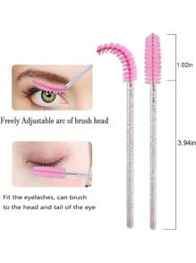 300 Stücke/100 Stücke/10 Stücke Einweg-Wimperntusche Bürsten, Nylon-Borsten Wimpern- und Augenbrauenbürsten, parfümfrei, mit ABS-Plastikstiel, hautverträglich - Set mit rosa und schwarzen Bürsten