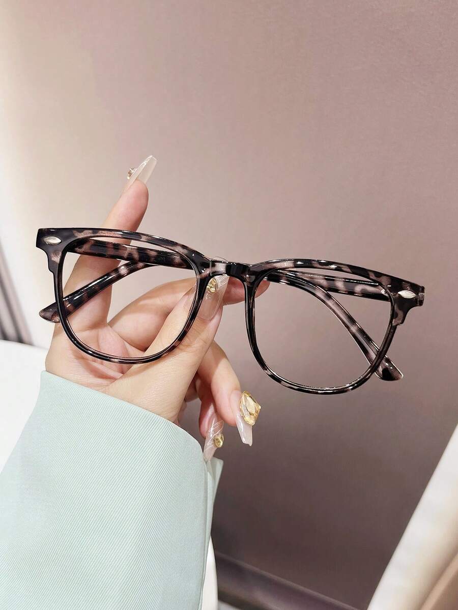 1副/2副复古Y2K男女通用透明镜片眼镜，时尚百搭，修饰脸型，适合日常装饰、摄影、约会、阅读、游戏、电脑使用、返校季等场合，可与近视眼镜搭配佩戴。 - 彩色 - 查看 1