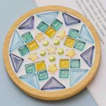 DIY Mosaik Fliesen für Basteleien, gemischte Farben Mosaik Sets mit Holz Untersetzer, handgemachte Glas Untersetzer Bastelsatz für Erwachsene, kreative handgemachte Heim Dekoration Geschenke. Beinhaltet runde & quadratische Bambus/Holz Tabletts, DIY Bastel-Materialien geeignet für Partys, Feiertage, Weihnachten