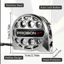 PROBON 2025 New Model 25 FT Stainless Steel Retractable Tape Measure ,Double-Sided Scale, Auto Lock,Heavy-Duty For Construction Woodworking & Household Use - Grey - View 5