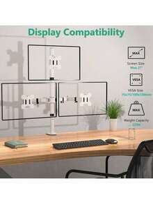 Triple Monitor Stand, Fully Adjustable Three Monitor Desk Mount Fits 3 Screens Up To 27 Inch, 22 Lbs.Weight Capacity Per Arm (M003-W), White - 白色 - 查看 2