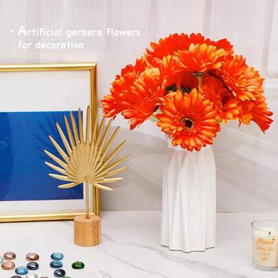 Set de 6/12 flores artificiales de margaritas africanas, flores de seda de margaritas africanas, gerberas artificiales, girasoles falsos a granel para ramos de novia, decoración de bodas, fiestas, hogar y cocina