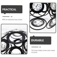 1 Pezzo Elegante Paralume Circolare di Cristallo Inciso Trasparente con Cornice in Metallo Oro e Nero, Decorazione con Cristallo Scintillante Riflettente, Design Unico