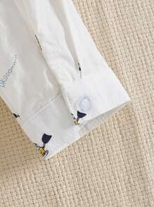 秋季小男孩汽车印花衬衫 - 白色 - 查看 3