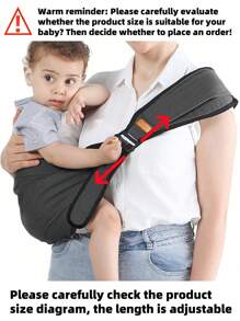 1pc Universal Black Baby Carrier With Waist Stool For Newborns, All Season, For Infant Travel