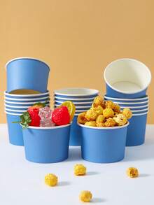 25/10pcs Set Disposable Solid Color Paper Bowls, Party Cups, Ice Cream Cups, Snack Boxes, Birthday Party Decorations, Family Party, Picnic, Restaurant, Takeout Disposable Tableware Supplies - Multicolor - View 9