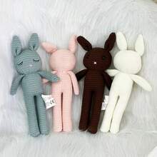 24 厘米手工制作的韩式毛线兔子毛绒玩具，高品质收藏礼物，适合婚礼、节日、生日、洗礼、复活节 - 彩色 - 查看 9