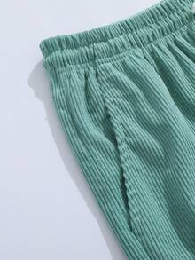 Men's Fitted Straight Casual Corduroy Shorts, Summer - Green - View 7