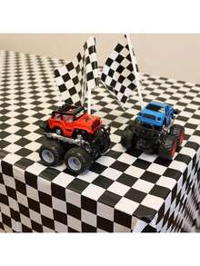 مفرش طاولة من الألمنيوم بخطوط شطرنج أبيض وأسود، من مادة البولي إيثيلين المقاومة للماء والزيت، مناسب لحفلات عيد الميلاد وحفلات السباقات المتنوعة، قياس 54 * 108 بوصة