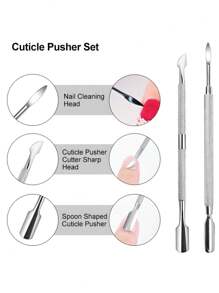 2/4-częściowy dwustronny odpychacz do skórek, ostry, w kształcie łyżki, dwustronny odpychacz do skórek, narzędzie do pielęgnacji manicure pedicure ze stali nierdzewnej, do usuwania skórek i modzeli, narzędzia do pielęgnacji stóp i paznokci, zestawy narzędzi do skórek, prezenty dla rodziny, przyjaciół, ukochanych, na powrót do szkoły, Halloween, Boże Narodzenie