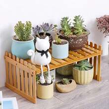 Support organiseur de plantes de bureau en bambou