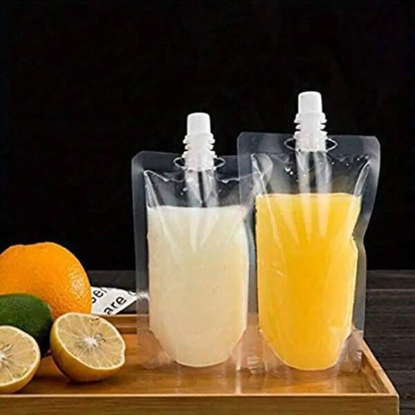Transparent Milkshake Bag Containers - Heavy-Duty Handheld Leak-Proof Sealed Beverage Bags, 8.4 Ounces (250 Milliliters), Suitable For Juice Bottles.