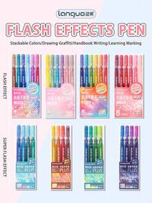 Languo 88 Colors Children's Campus Art Painting DIY Large Capacity Notebook Pen, Metallic Glitter Flash Gel Pen Set, No Color Blending And Stackable Colors, Highly Attractive Fluorescent Gel Pen, Flash Special Effect Painting 1mm High-Precision Pen Head Gel Marker Pen, Back To School Season, Halloween Drawing Gift Set.Guangna. - Multicolor - View 15