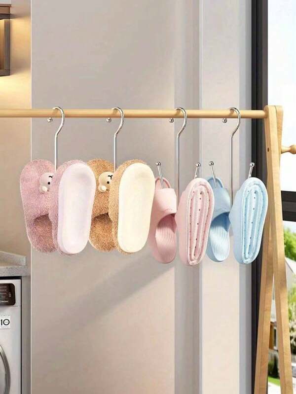 Diversi pezzi di grucce portascarpe in acciaio inossidabile, per asciugare le scarpe, ganci antivento multifunzionali semplici, rastrelliera per asciugare le scarpe in acciaio inossidabile, appendiabiti multifunzione per scarpe per uso domestico all esterno, ganci in acciaio inossidabile
