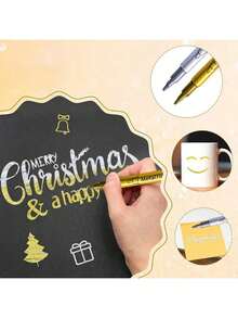 12支金属马克笔，细头金属马克笔，适用于岩石绘画、黑纸、卡片制作、剪贴簿工艺品、DIY相册返校 - 彩色 - 查看 3