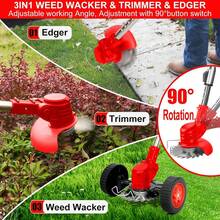 Cordless Weeder, Battery Powered Mower, 3 In 1 Rechargeable Electric Lawn Trimmer, Lawn Trimming Tool, Garden Styling Tool, Tree Trimmer For Lawn Garden Yard Weeder, Trimmer, Saw