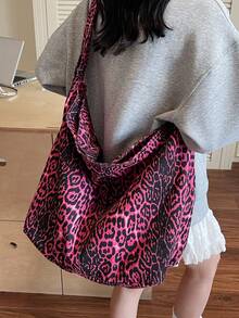 大容量褪色复古水洗粉色帆布手提包，简单休闲百搭拉链开合单肩包适合日常使用、上学、短途旅行、街头时尚，可折叠斜挎包，户外露营邮差包 - 玫紅色 - 查看 6