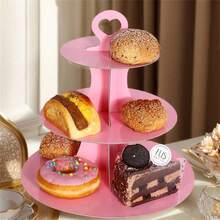 1 pieza Soporte para exhibir pastel de unicolor, plegable para fiestas, comidas, exhibición de pasteles de cumpleaños y postres, con opciones de varios colores, apto para reuniones en el hogar - Multicolor - Ver 4