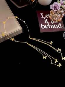 1 件夏季儿童蝴蝶流苏珍珠头带，甜美飘逸的奢华发饰，多层银色新款优雅百搭发箍，适合小女孩、新娘发饰，适合重要派对和日常外出 - 彩色 - 查看 8