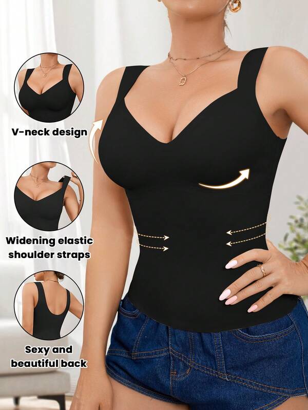 Women's Seamless Shapewear Top, Waist & Abdomen Shaping, Simple Camisole Can Be Worn Outerwear, Body Shaping