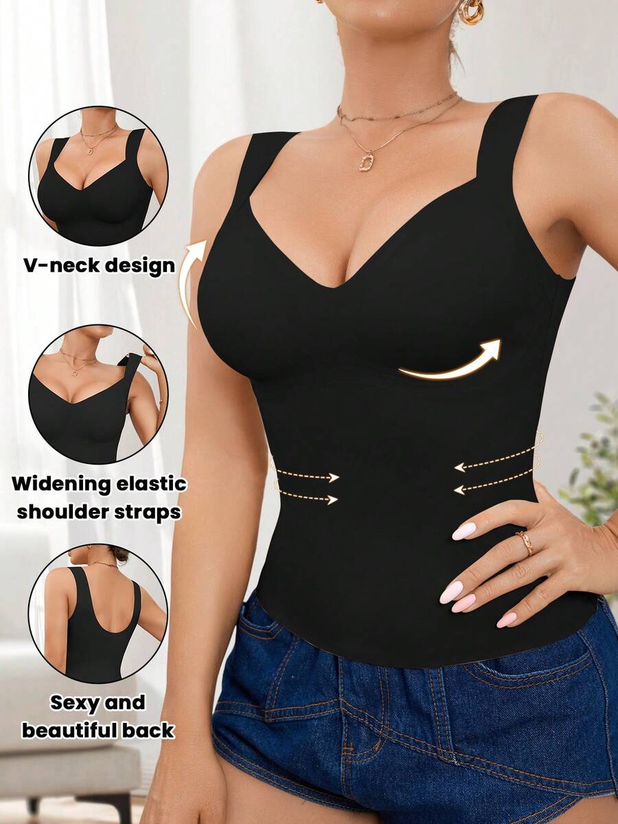 Women's Seamless Shapewear Top, Waist & Abdomen Shaping, Simple Camisole Can Be Worn Outerwear, Body Shaping