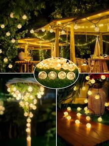 1 pièce Guirlande lumineuse solaire cristalline pour l'extérieur, 100/50/20 LED, 8 modes d'éclairage, étanche IP65, décoration extérieure, convient pour les jardins, les cours, les terrasses, les mariages, les fêtes, Noël, Halloween, la Saint-Valentin et autres guirlandes décoratives (lumière chaude, lumière blanche, lumière colorée, lumière violette)