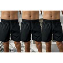 KL Mdas KIT 3 SHORTS Men's Microfiber With Elastane Beach Gym Sports Drying Football Comfort - tudo preto - 查看 1