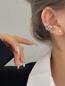 4 件套女士时尚耳环套装，奢华高端魅力耳环，可调节开口夹式耳钉，优雅的圣诞礼物 - 彩色 - 查看 10