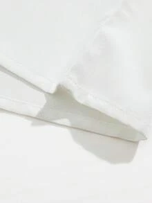 Men's Pleated Casual Loose Solid Color Retro High-End Short Sleeve Shirt, Summer - White - View 4