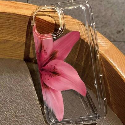 1个时尚亮丽红色花卉图案透明软手机壳，兼容 17/17 Pro/17 Pro Max/AIR/7/8/7 Plus/8 Plus/X/XS/XR/XS Max/11/11 Pro/11 Pro Max/12/12 Mini/12 Pro/12 Pro Max/13/13 Mini/13 Pro/13 Pro Max/14/14 Pro/14 Pro Max/14 Plus/15/15 Pro/15 Plus/15 Pro Max/16/16 Pro/16 Plus/16 Pro Max，国际版，非国内版