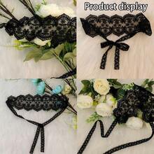 1PC Mysterious Lace Masquerade Mask Sexy Eye Mask Hollow Flower Lace Adjustable Mask Halloween Valentine's Day Gift - 黑色 - 查看 10
