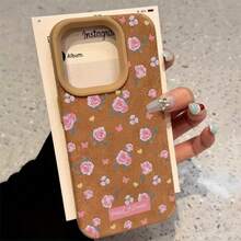 Funda de piel sintética suave con diseño rosa y lente alta para phone 16 Pro, 12, X, 15 Plus, XS, 13, 14 y 11. - Colores mixtos 1 - Ver 1