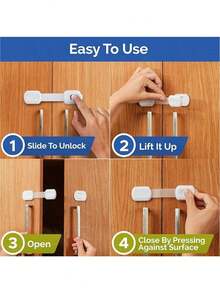 儿童橱柜锁，婴儿安全防护，可调节带扣锁，适用于橱柜、抽屉、冰箱、烤箱、马桶座圈和垃圾桶，无需钻孔，家用婴儿安全锁（2-10个装），婴儿安全橱柜锁，可调节婴儿安全带扣锁 - 彩色 - 查看 7