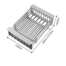 可扩展不锈钢水槽上方碗碟架和沥水篮 - 可折叠厨房收纳盒，用于收纳碗碟、杯子和农产品，多层设计，高效清洗和干燥，碗碟干燥架 - 彩色 - 查看 14
